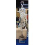 Ion Tamaian - A clear and frosted glass sculpture with silvered detail, 83cm high, etched