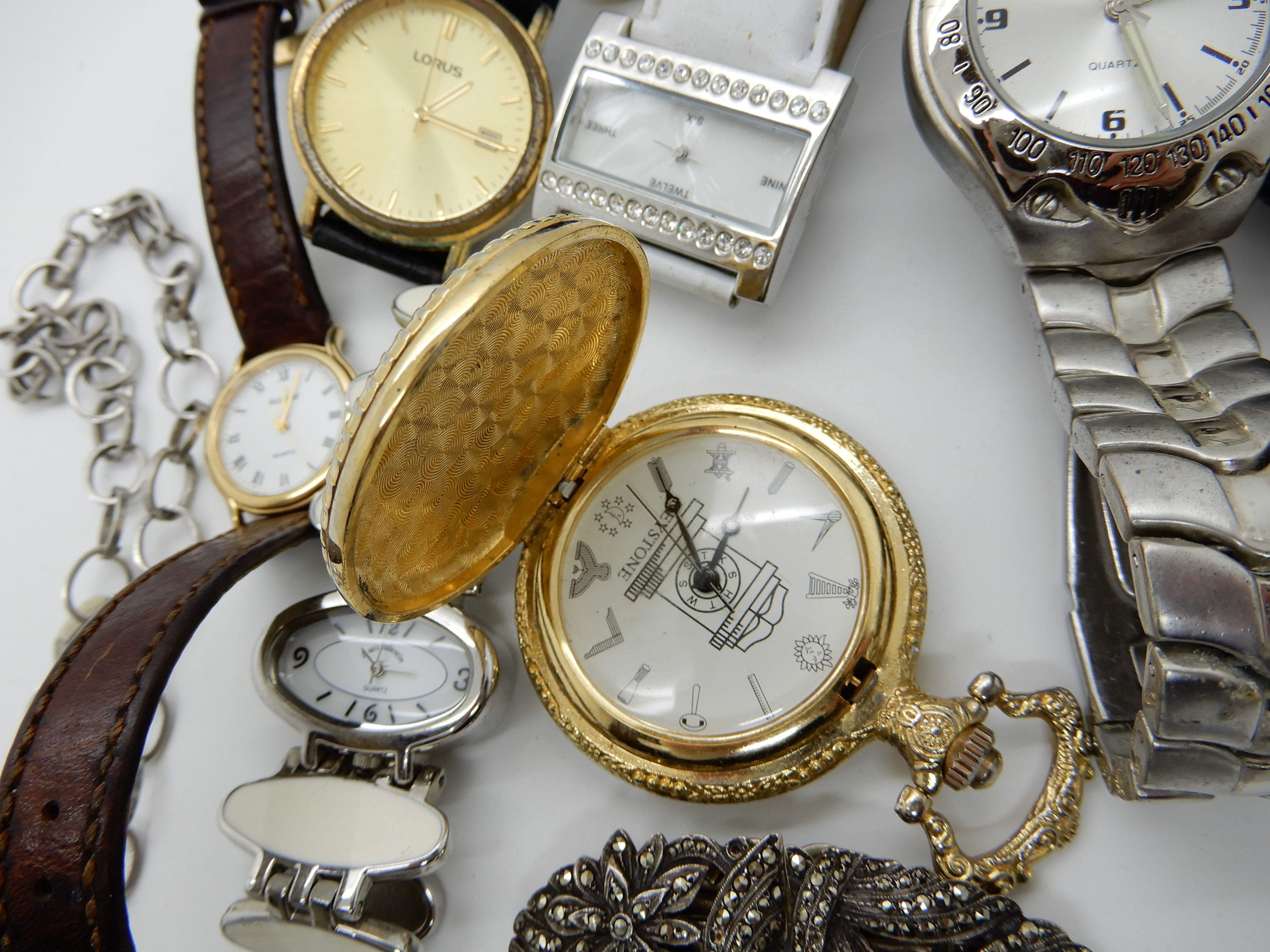 A Gents Avia Mariner, a modern Masonic pocket watch, a silver and ...