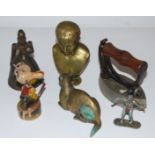 A box of miscellaneous including brass bust, table bell, miniature iron etc Condition Report: