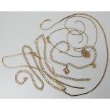 A 9ct gold collection of chains etc (af) combined weight 14.3gms Condition Report: Available upon