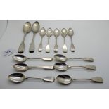 A lot comprising a pair of silver dessert spoons, London 1876 and eleven assorted silver