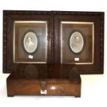 A pair of oak framed photographs and box Condition Report: Available upon request