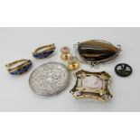 A silver locket, craftsman made enamelled earrings etc Condition Report: Not available for this lot