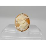 A 9ct gold classical themed cameo ring size L1/2, weight 4gms Condition Report: Available upon