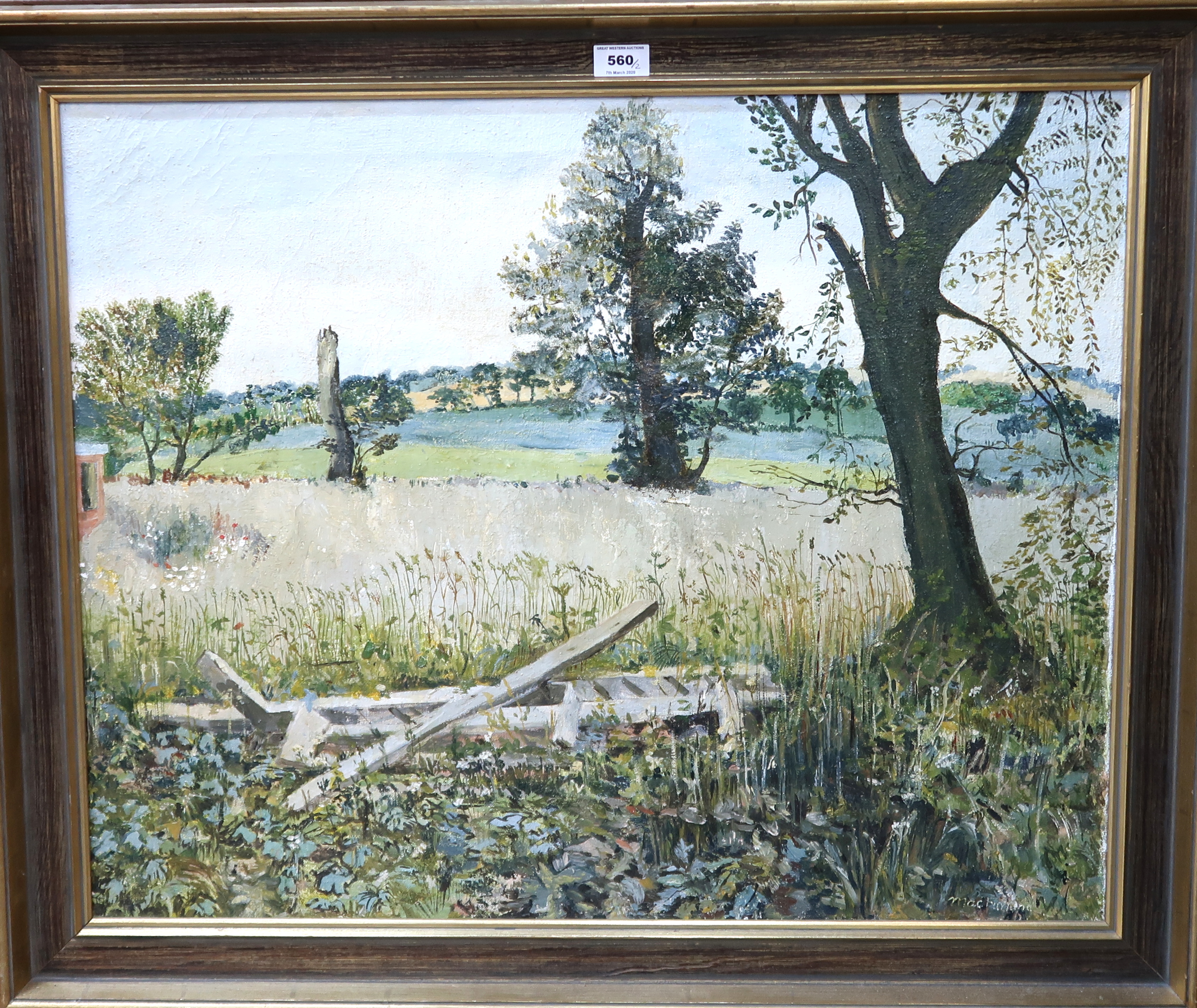 MACKINNON Landscape, signed, oil on canvas, 60 x 75cm and R D MILLIKEN Springburn tram, pencil,