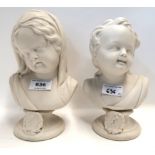 A pair of Parian busts of children, 22cm high Condition Report: Available upon request