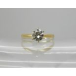 An 18ct gold diamond solitaire ring of estimated approx 0.50cts, size N, weight 1.9gms Condition