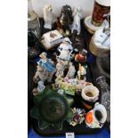 Assorted continental figures, a toby jug, parian horse and rider etc Condition Report: Available