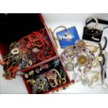 A collection of costume jewellery, a compact and fashion watches Condition Report: Not available for