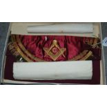 A Masonic apron with certificate Condition Report: Available upon request