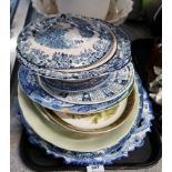 Assorted blue and white platters, tureen etc Condition Report: Available upon request