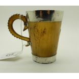 A silver mounted horn tankard by William Dunningham, Edinburgh 1910, 8cm high Condition Report: