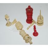 A small collection of carved chess pieces (def) Condition Report: Available upon request