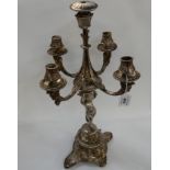 An Elkington plate five-light candelabrum (central sconce detached), 60cm high approx Condition