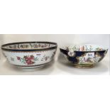 A Chinese export punch bowl and another bowl decorated with oriental pheasants Condition Report: