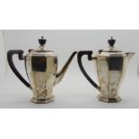 A two piece silver cafe au lait set (2), Birmingham 1931, 16.5cm high, 568gms Condition Report: