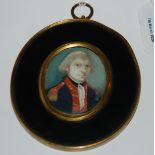 A painted portrait miniature of a military gentleman in oval frame, image 5.5 x 4cm Condition