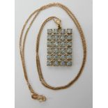 A 9ct gold aquamarine pendant length 3cm and chain length 45cm, weight 5.6gms Condition Report: