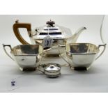 A three-piece silver tea service, Sheffield 1937, 1030gms with an EPNS mustard pot (4) Condition