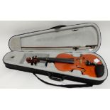 A Hans Joseph Hauer violin 35cm model SV-58004F with a violin bow 73cm and case Condition Report: