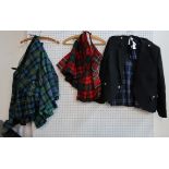 A kilt jacket size R42, a waistcoat, a kilt 35" waist x 24" length, a child's kilt age 5-6,