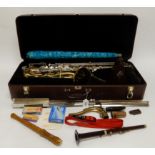 A Eurhart tenor saxophone with various accessories and a Wittner metronome Condition Report: