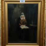 TOM MCEWAN R.S.A. Elderly woman seated reading, signed, oil on canvas, 35 x 25cm Condition Report: