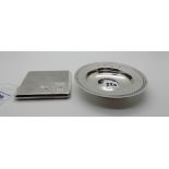 A lot comprising a silver dish, London 1974 and a silver cigarette case (2), 236gms Condition