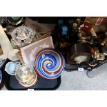 A Barigo barograph, a mantle clock, pewter quaich, art glass bowl etc Condition Report: Available