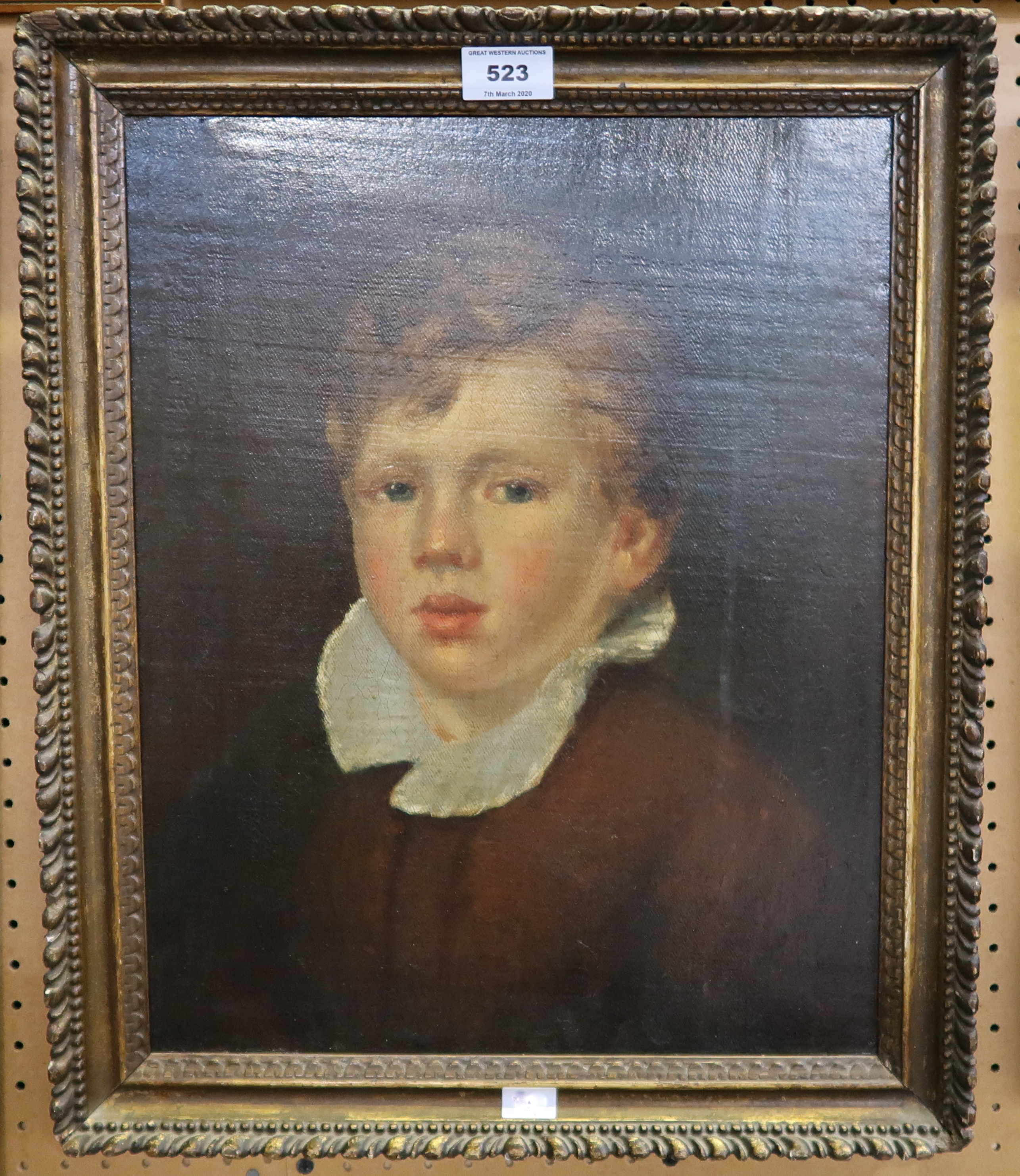 BRITISH SCHOOL Portrait of a young boy, head and shoulders, oil on canvas, 42 x 33cm Condition - Image 3 of 3