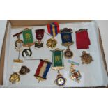 Ten various gilt and enamel Masonic medals with ribbon and bars Condition Report: Available upon