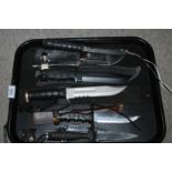 A tray lot of five assorted diving knives (5) Condition Report: Available upon request