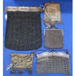 Four metallic beadwork bags and a chain mail example Condition Report: Available upon request