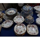 An Aynsley Mikado pattern dessert service comprising tazza, two pairs of shaped bowls and twelve