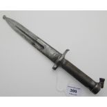 An all steel bayonet, its scabbard marked L/28 No. 65A No. 865, overall length 34.5cm Condition