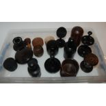 A collection of treen boxes including scent bottle holder, pipe rack etc Condition Report: Available