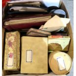 A box of various stamps albums and loose examples Condition Report: Available upon request