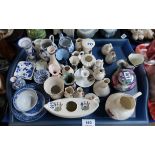 Assorted crested ware and assorted blue and white items etc Condition Report: Available upon