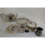 A tray lot of EP - comport, muffin dish, teapot etc Condition Report: Available upon request