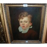 BRITISH SCHOOL Portrait of a young boy, head and shoulders, oil on canvas, 42 x 33cm Condition