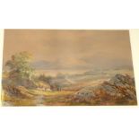 J B Scottish landscape, monogrammed, watercolour, 31 x 46cm and MILTON DRINKWATER Scottish loch