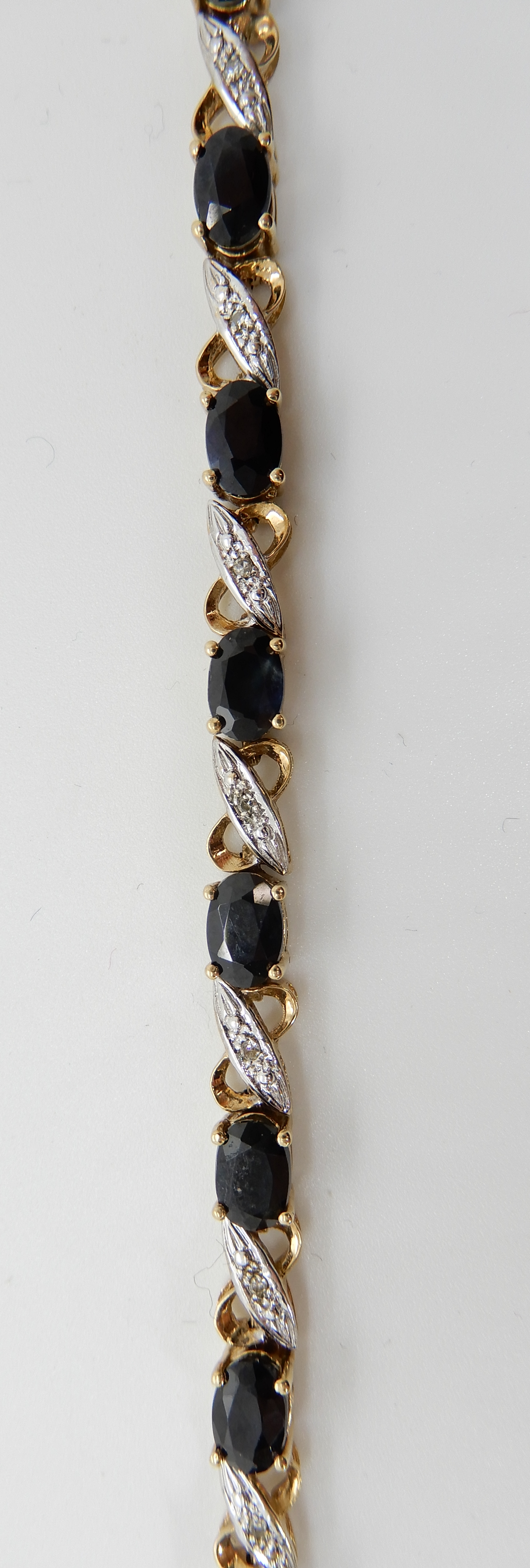 A 9ct gold sapphire and diamond accent bracelet, length 18cm, weight 9.6gms Condition Report: - Image 3 of 3