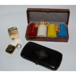 A musical lighter, tortoiseshell and white-metal mounted case etc Condition Report: Available upon