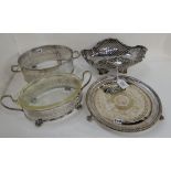 A tray lot of EP - fruit basket, salver, casserole dish frames Condition Report: Available upon