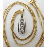 AN 18CT GOLD DIAMOND PENDANT set with estimated approx 0.50cts of brilliant cut diamonds, length