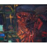 •SIR ROBIN PHILIPSON RA, PRSA, RSW, RGI (SCOTTISH 1916-1992) BURNING REFLECTED Oil on canvas,