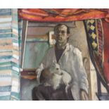 •JOHN G BOYD RP, RGI (SCOTTISH 1940-2001) SELF PORTRAIT OF THE ARTIST WITH HIS DOG Oil on canvas,