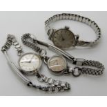 THREE LADIES VINTAGE WATCHES JAEGER LE COULTRE, OMEGA AND BULOVA all in stainless steel, Jaeger le