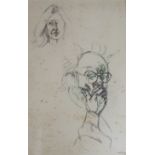 •JOHN RANDALL BRATBY RA (BRITISH 1928-1992) ARTIST AND MODEL Graphite, conte and watercolour pen,