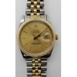 A CLASSIC GENTS STEEL AND GOLD ROLEX OYSTER PERPETUAL DATEJUST circa 1988, diameter of the case 3.